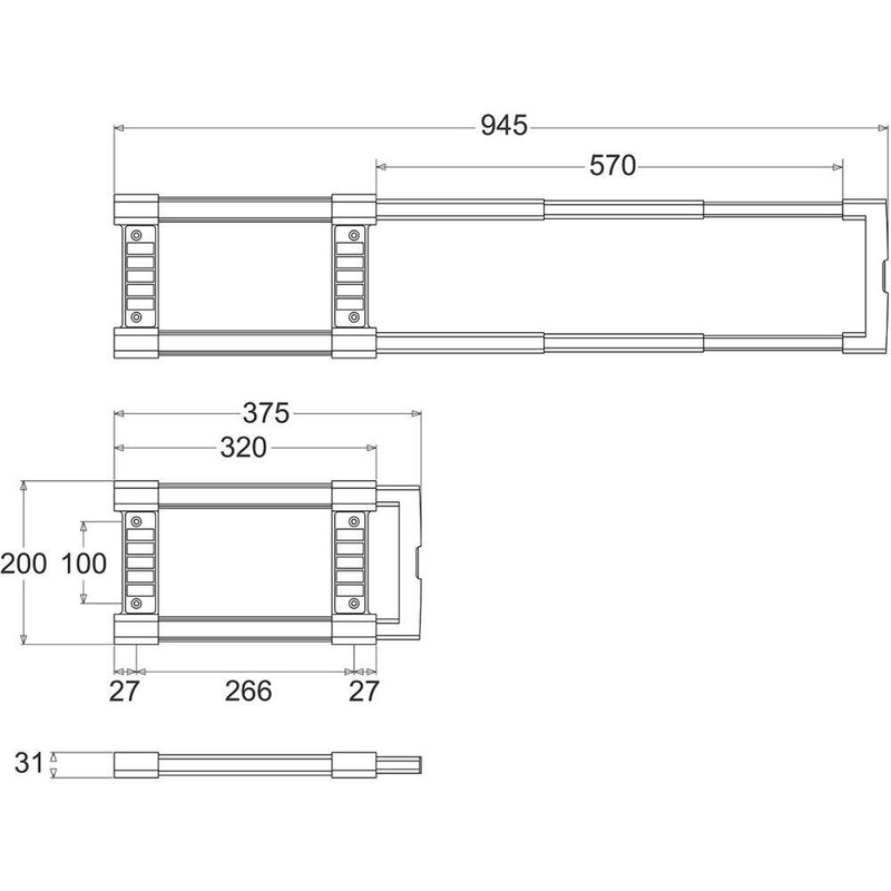 HG-4082 Uitschuifbaar opbouw trolley handvat