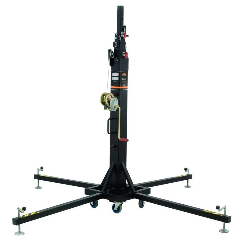 TE-076 wind-up lichtstatief tot 6,5m en 200kg zwart
