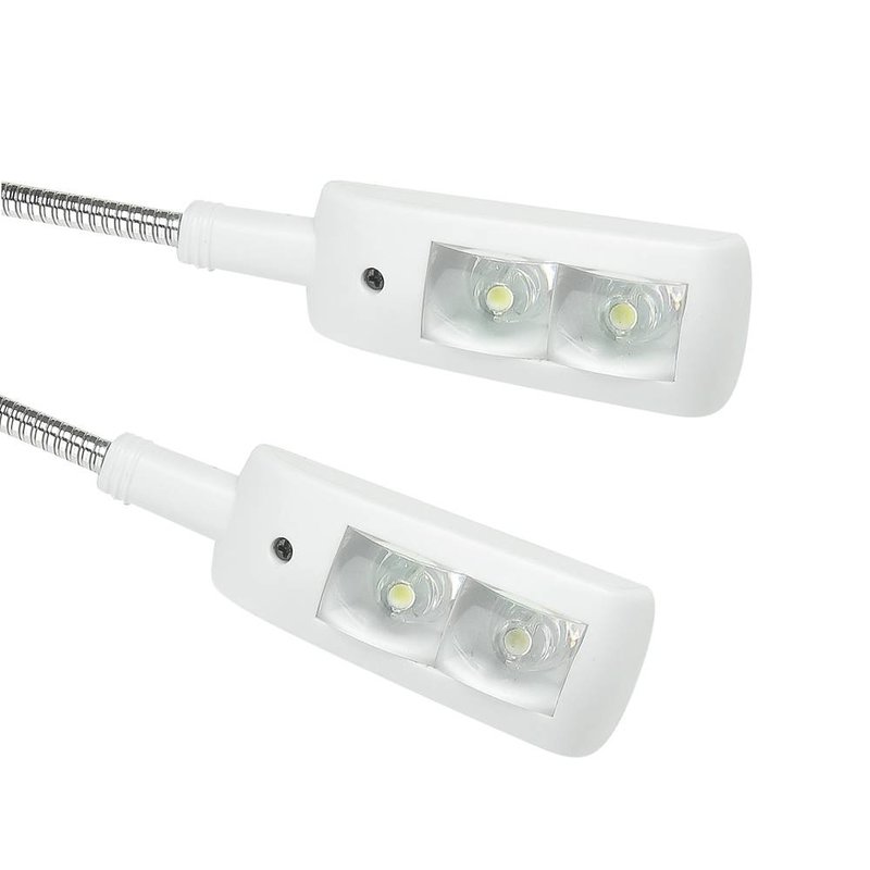 Dubbele LED zwanenhalslampjes op batterijen wit