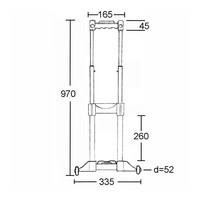 HG-4515 Uitschuifbaar opbouw trolley handvat met wielen 335mm