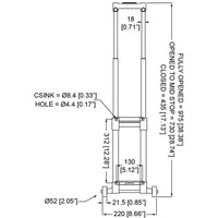 HG-4512 Uitschuifbaar opbouw trolley handvat met wielen 220mm