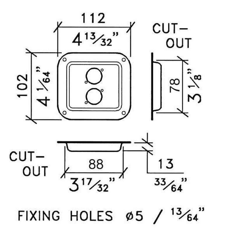 Inbouwschotel 2x D-Size zwart