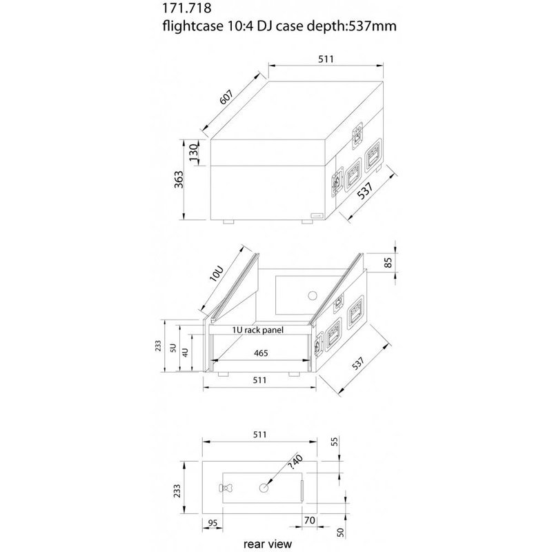 PD-F4U10 Slant Flightcase 4+10 HE
