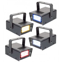 Beamz Set met 4 gekleurde mini stroboscopen Set met 4 gekleurde mini stroboscopen
