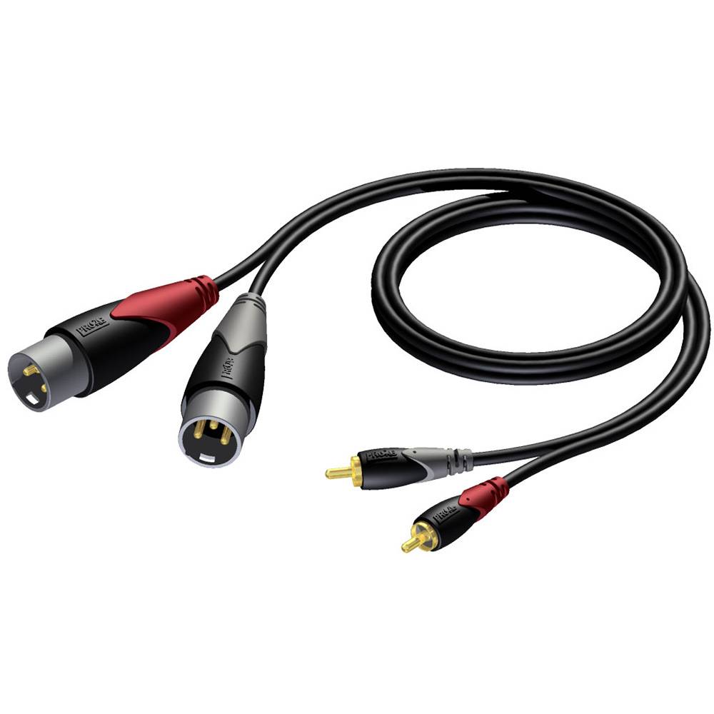 Procab CLA701/3 verloopkabel 2x XLR male naar 2x RCA 3m afbeelding