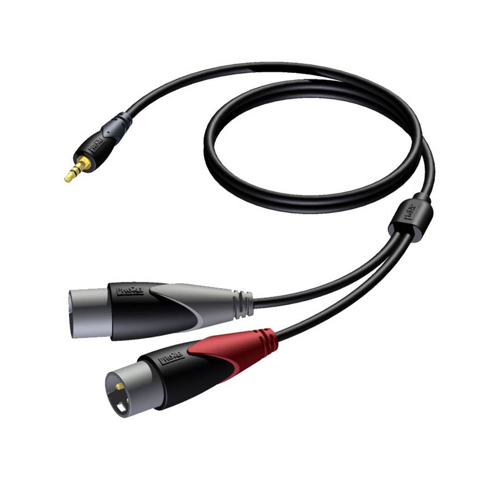 Procab CLA712/3 verloopkabel 1x Mini-jack naar 2x XLR male 3m afbeelding