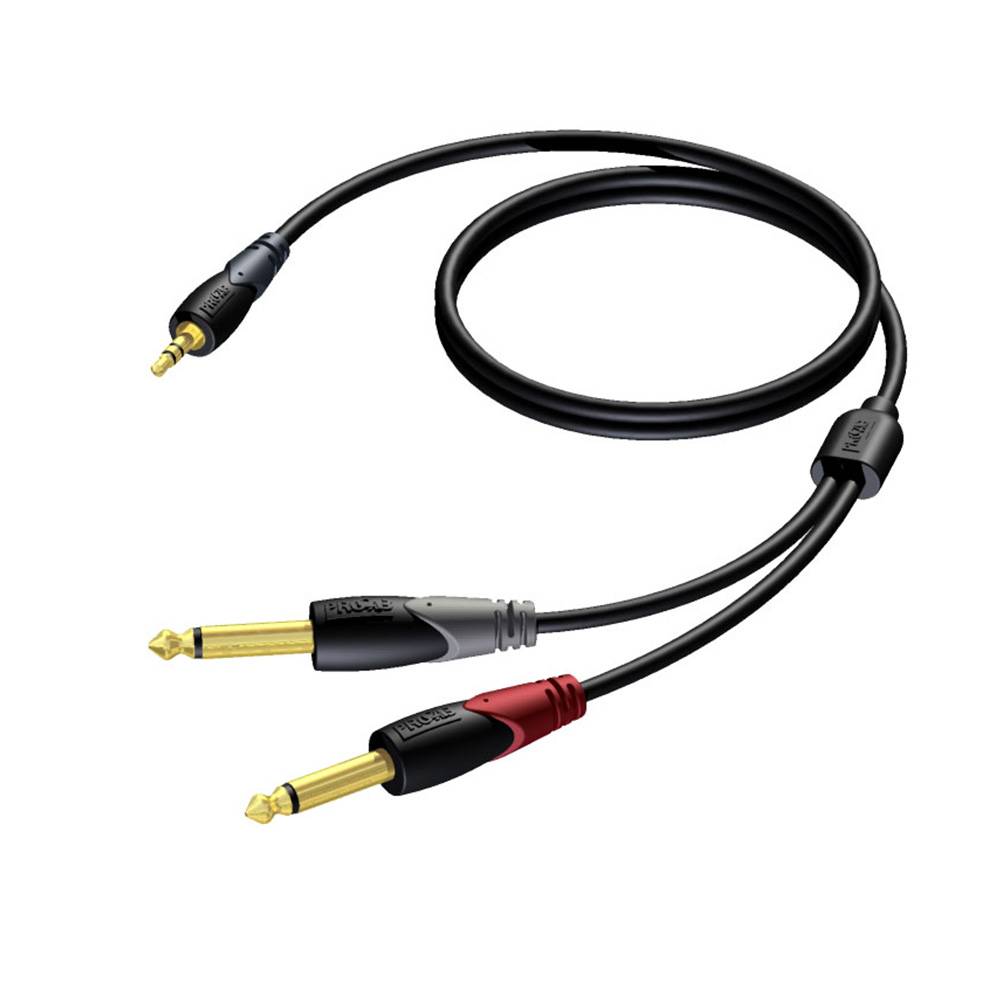 Procab CLA713/3 verloopkabel 1x Mini-jack naar 2x Jack 3m afbeelding
