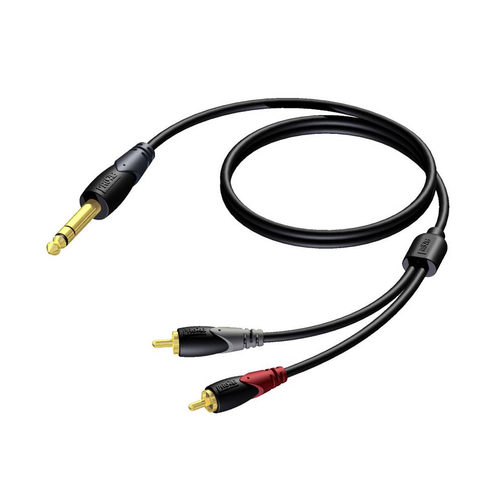 Procab CLA719/1.5 verloopkabel 1x Stereo jack naar 2x RCA 1.5m afbeelding