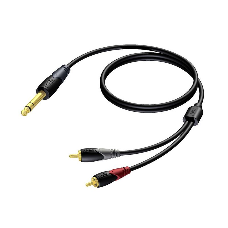 CLA719/3 verloopkabel 1x Stereo jack naar 2x RCA 3m