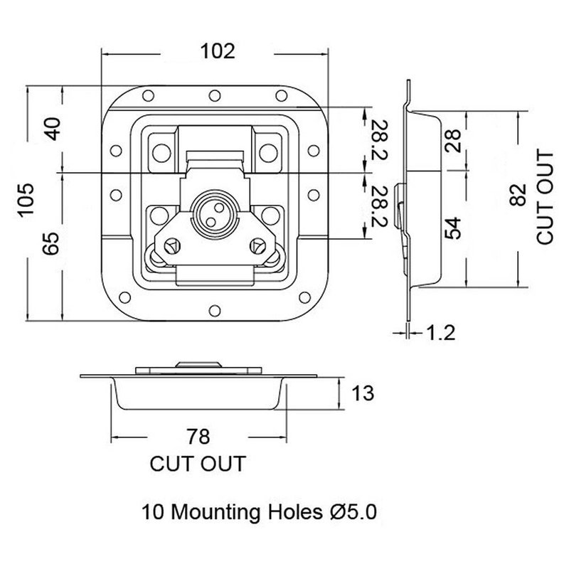L907/928K Vlinderslot medium met verzet & sluitlip zwart