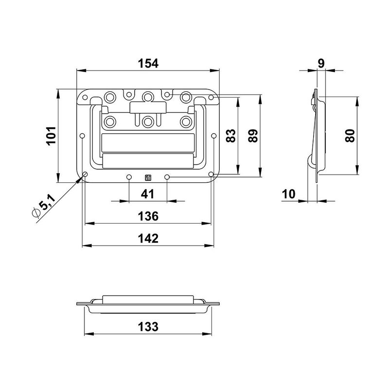 34082 Medium inbouw handvat 8mm diep