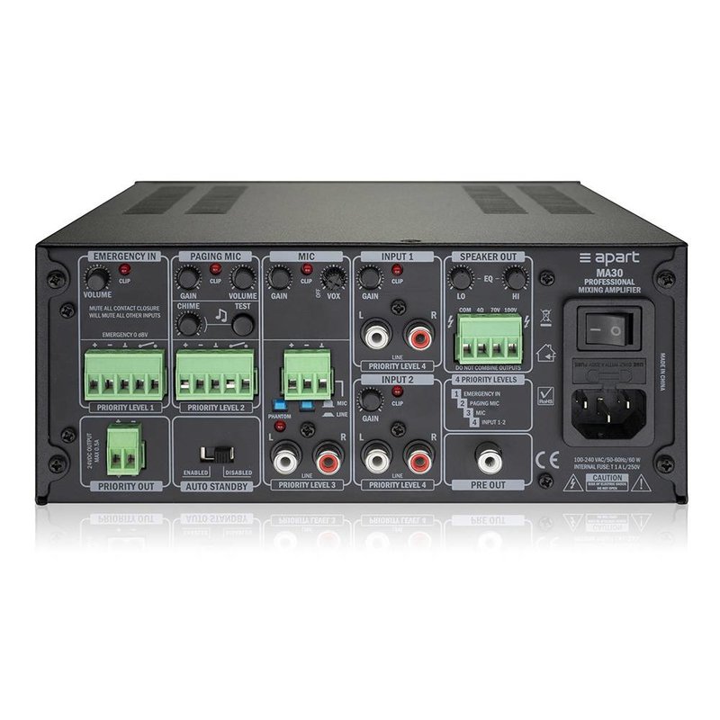 Apart MA30 100 volt 30W mengversterker MA30 100 volt 30W mengversterker