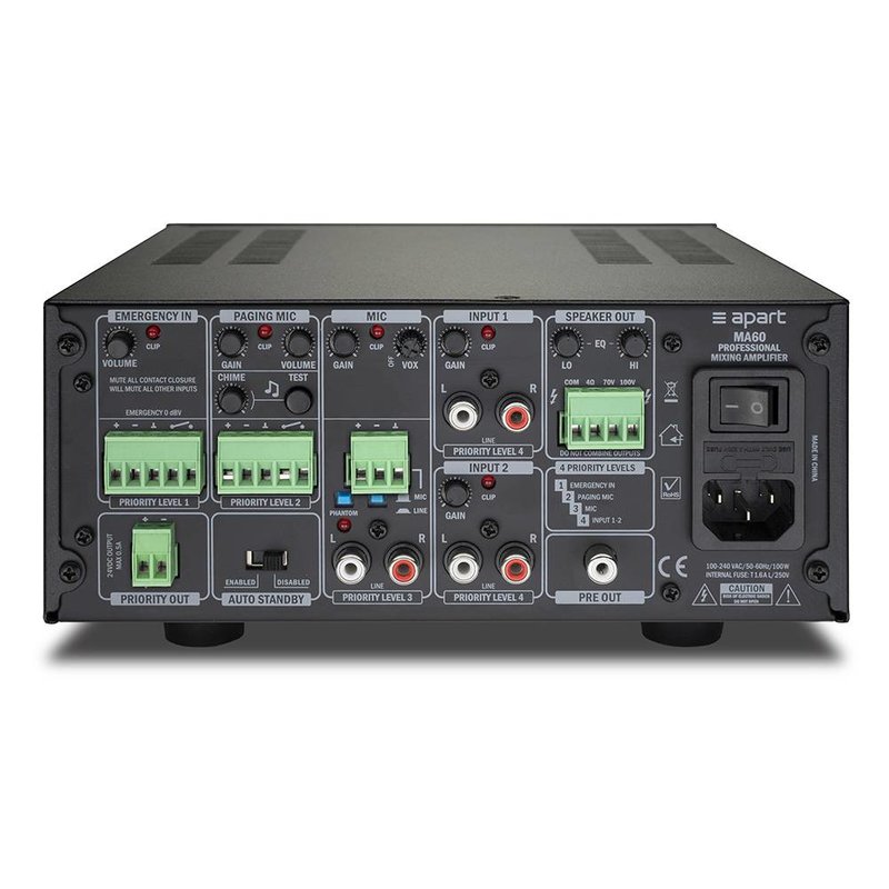 Apart MA60 100 volt 60W mengversterker MA60 100 volt 60W mengversterker