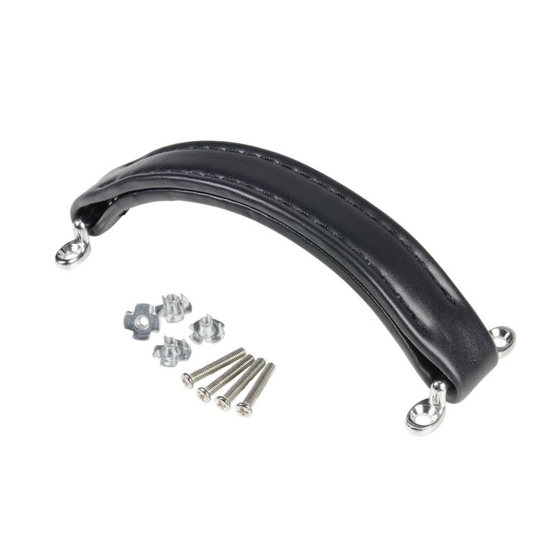 3414BLK lederen opbouwhandvat zwart lang