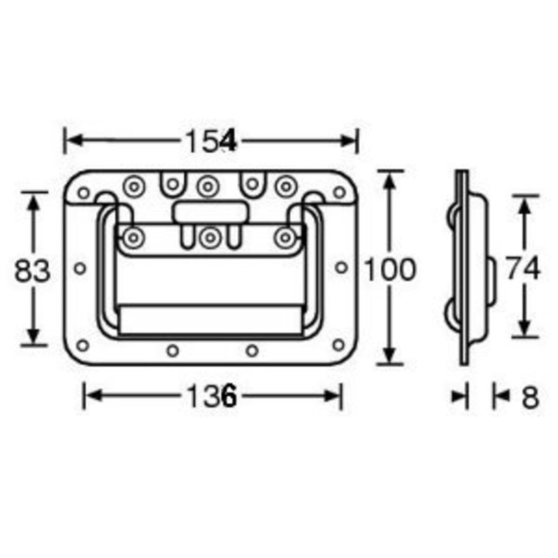 34082BLK Inbouw handvat normaal zwart 8mm
