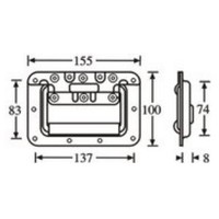 34082A Inbouw handvat normaal aluminium 8mm