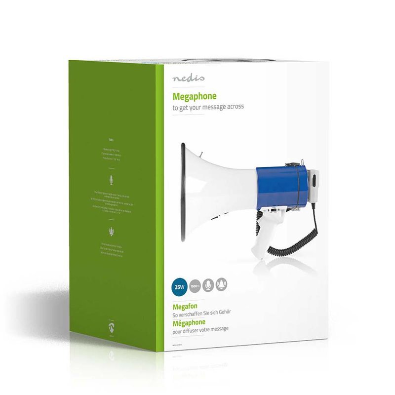 MEPH200WT megafoon 25W met sirene en microfoon