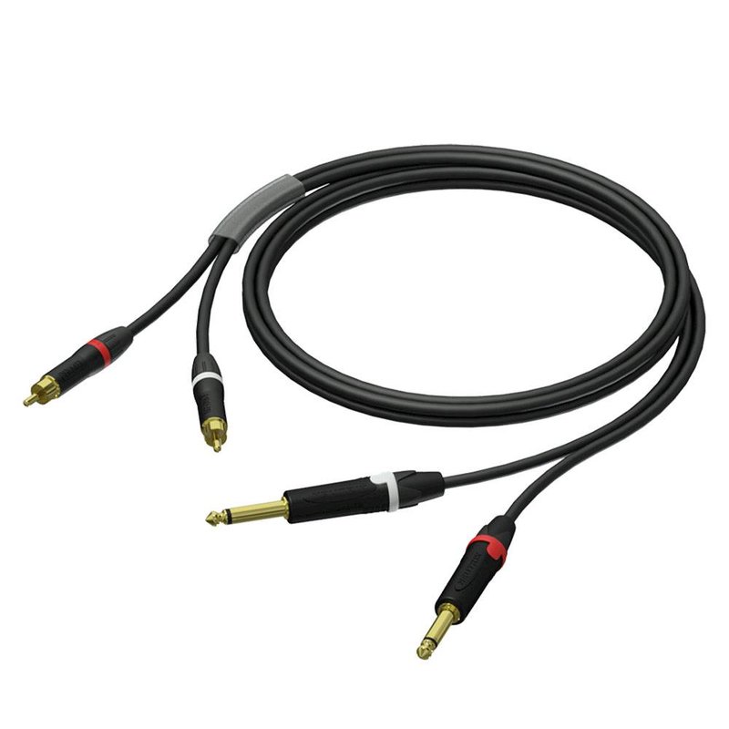 PRA631/3 verloopkabel 2x Jack naar 2x RCA met Neutrik 3m