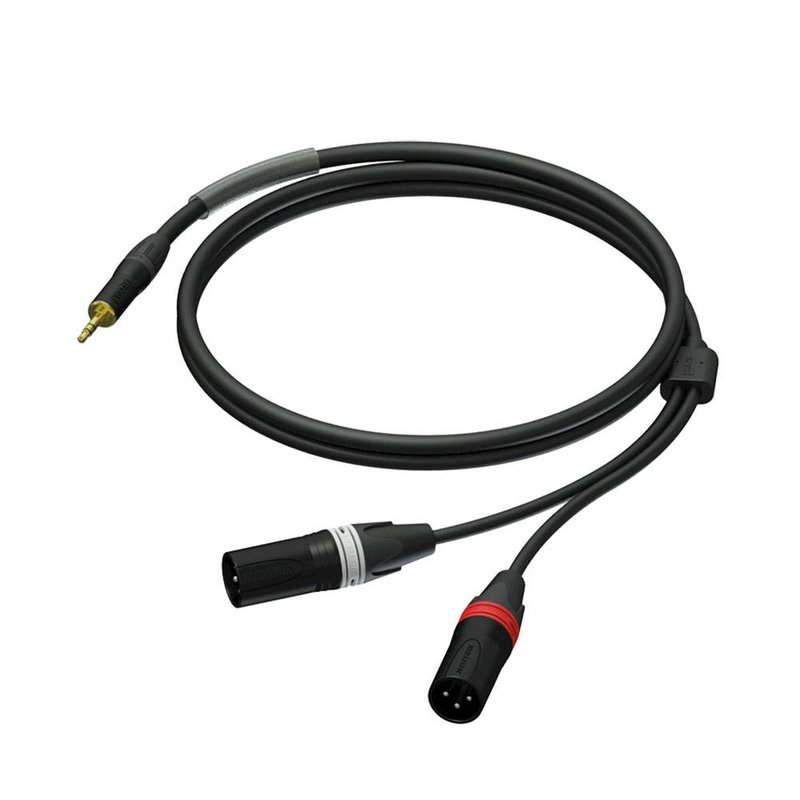 PRA712/1.5 verloopkabel Mini-jack naar 2x XLR male met Neutrik 150cm