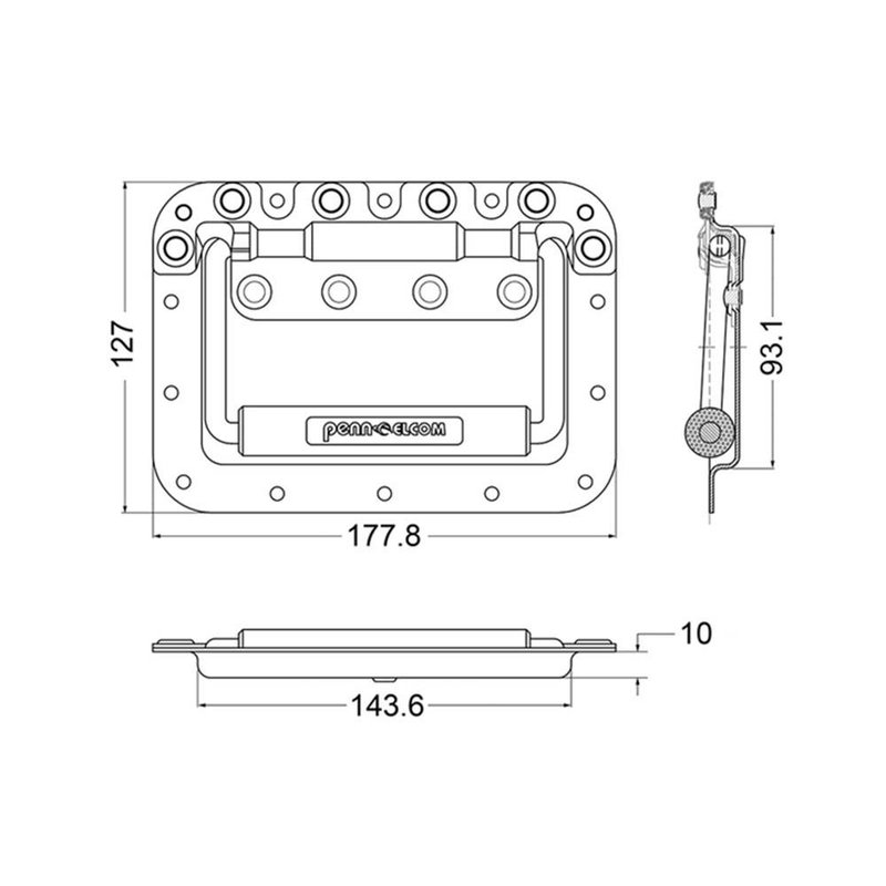 H7165-10Z groot inbouwhandvat met veer