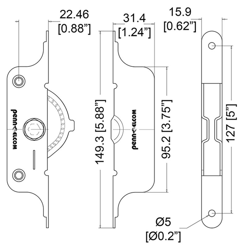 LE-9288 paneelsluiting met roteervergrendeling smal