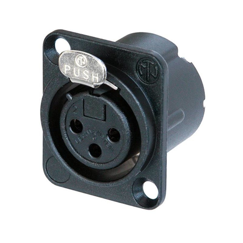 Neutrik NC3FD-LX-B Female XLR chassisdeel 3p zwart NC3FD-LX-B Female XLR chassisdeel 3p zwart