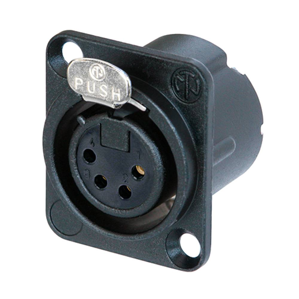 Neutrik NC4FD-LX-B Female XLR chassisdeel 4p zwart afbeelding