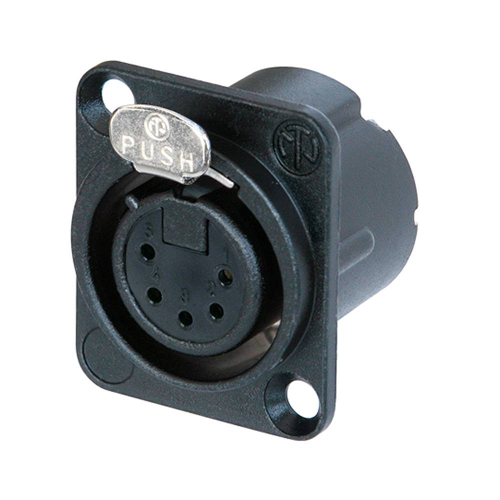 Neutrik NC5FD-LX-B Female XLR chassisdeel 5p zwart afbeelding