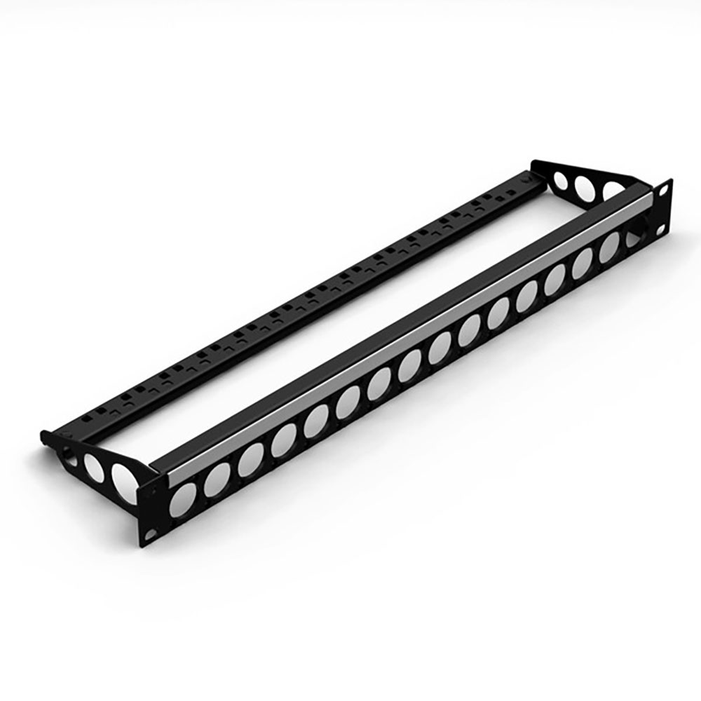 Penn Elcom R2269/1UK/16 rackpaneel 16x D-hole 1HE met ID-strip & trekontlasting bar afbeelding
