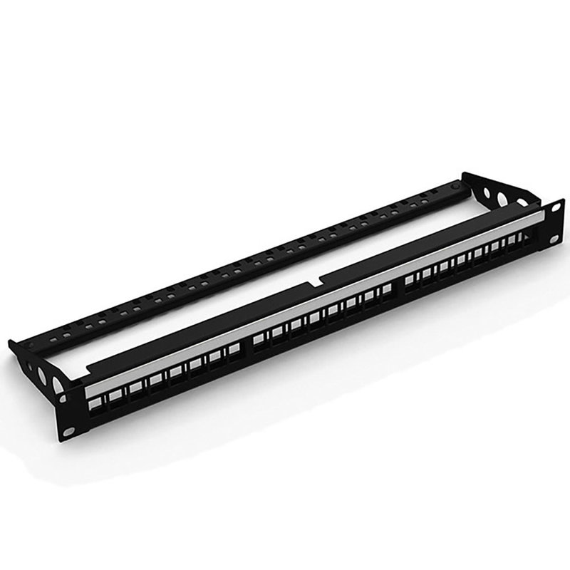 R2245/1UK rackpaneel voor CAT-modules 1HE met ID-strip & trekontlasting bar