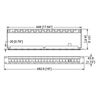 R2245/1UK rackpaneel voor CAT-modules 1HE met ID-strip & trekontlasting bar