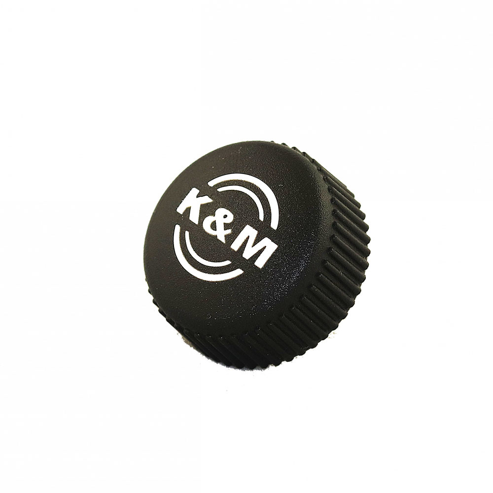 K&M Gekartelde knopbout M6 x 12 met logo voor microfoonstatief afbeelding