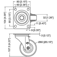 Penn Elcom Zwenkwiel met rem 80mm Zwenkwiel met rem 80mm