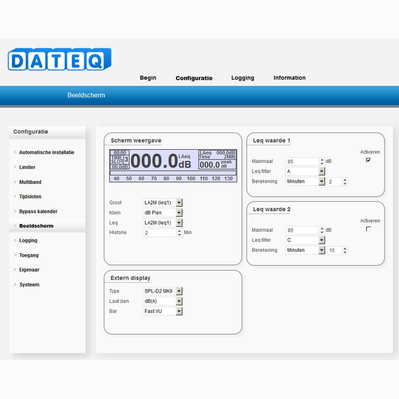 Dateq SPL6 geluidsdruk limiter met meetmicrofoon en klok SPL6 geluidsdruk limiter met meetmicrofoon en klok