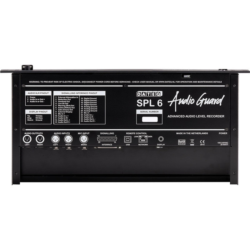 Dateq SPL6 geluidsdruk limiter met meetmicrofoon en klok SPL6 geluidsdruk limiter met meetmicrofoon en klok