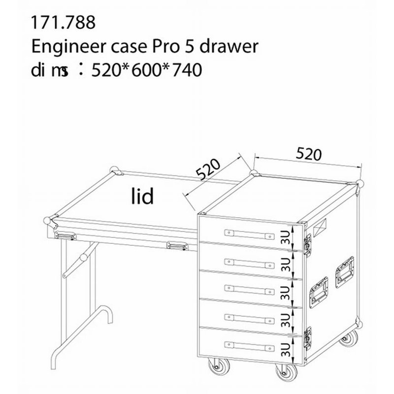 PD-FA6 5 Laden flightcase met tafel