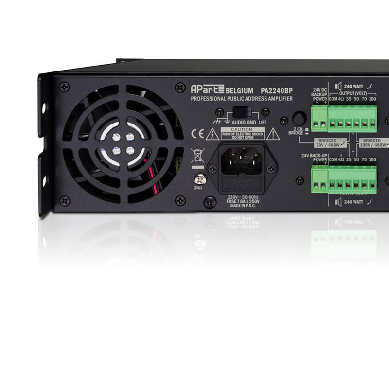 PA2240BP 2-kanaals 100 volt zoneversterker 2x 120W