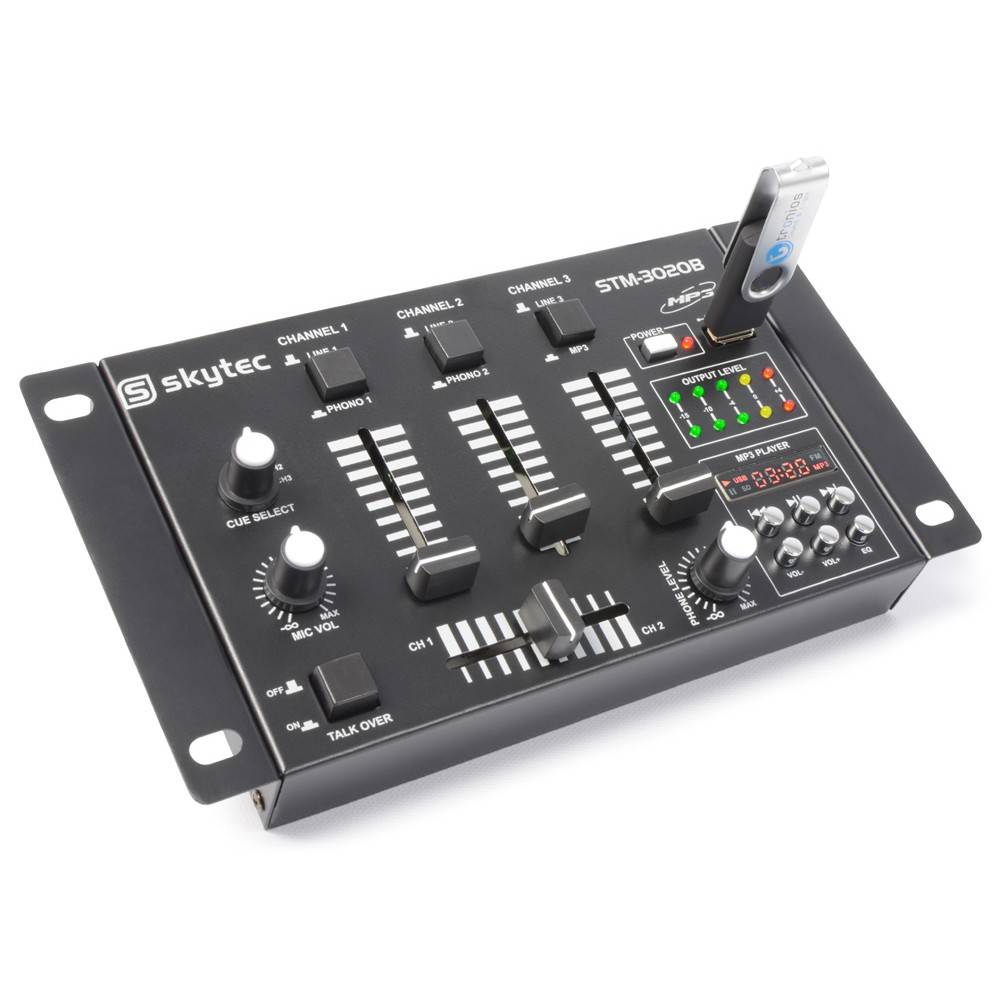Skytec STM-3020B 6-kanaals mengpaneel met USB/MP3-speler budget afbeelding
