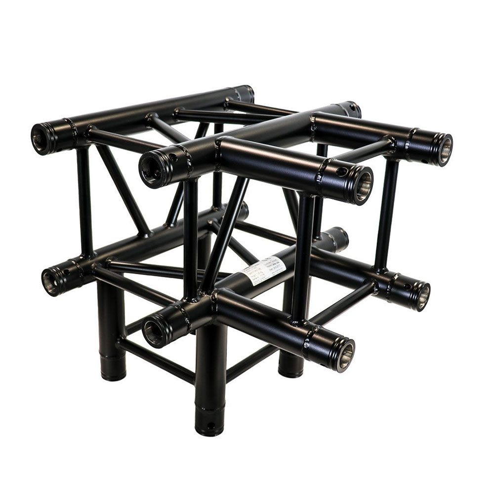 DuraTruss DT 34/2-T40-TD vierkant truss 4-weg T-stuk + omlaag zwart afbeelding