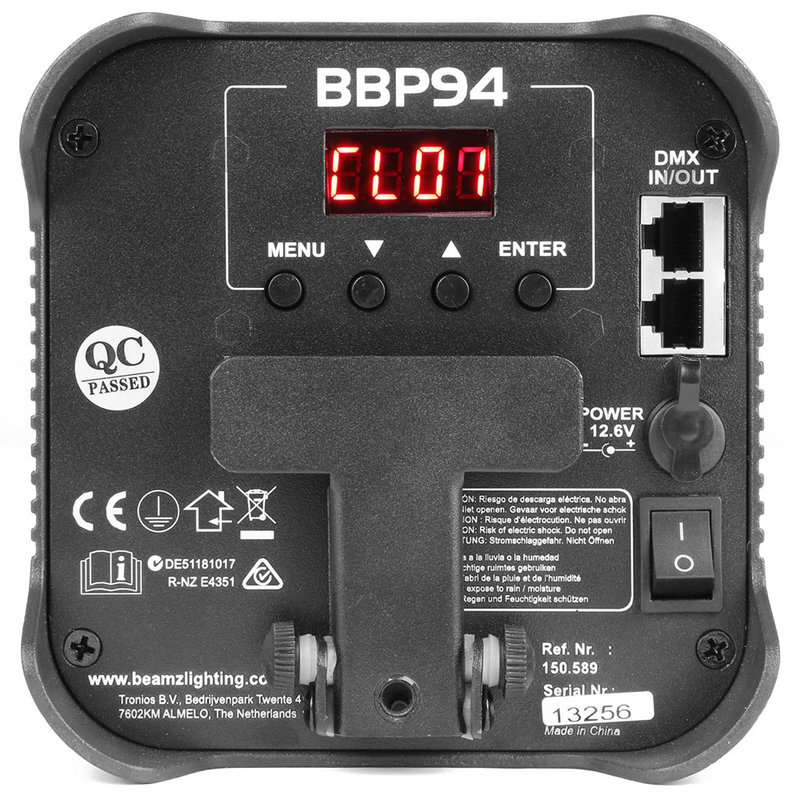 BBP94 verticale LED par op accu RGBWA+UV