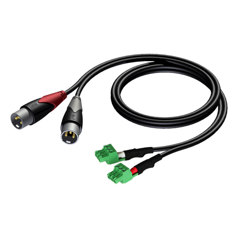 CLA834/1 Signaalkabel 2x terminal block 3p naar 2x XLR male 1 m