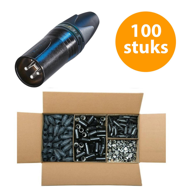 NC3MXX-BAG Male XLR kabeldeel 3p zwart 100 stuks