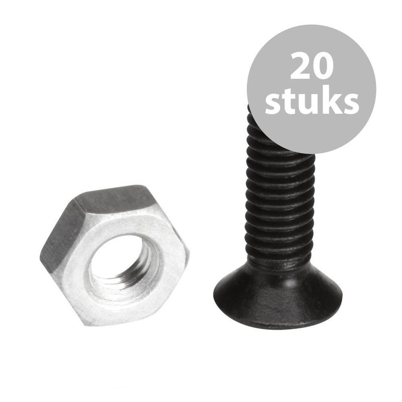 M3x10mm boutje met moer zwart (20 stuks)