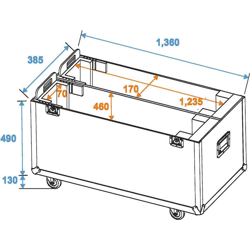 Flightcase 2x LCD ZL50 voor 2 schermen tot 123,5cm breed