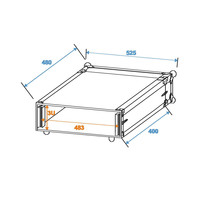 Effect Rack CO DD 19 inch flightcase 3HE 400mm diep