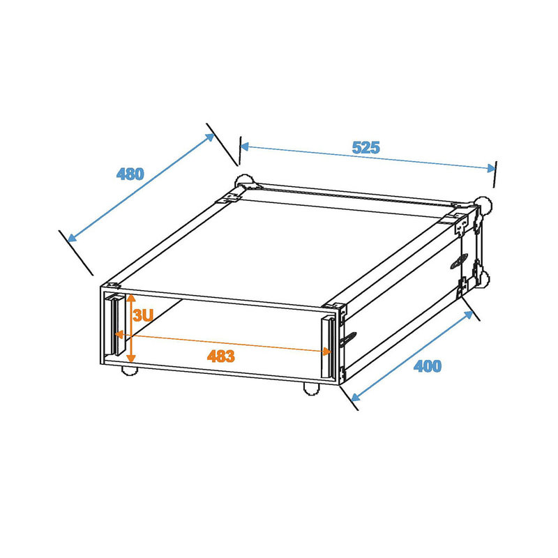 Effect Rack CO DD 19 inch flightcase 3HE 400mm diep