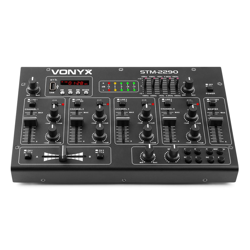 STM-2290 8-kanaals mixer met effecten, USB & bluetooth