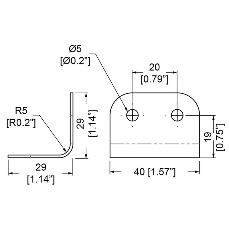 B1130z overzethoek R5 29x40mm