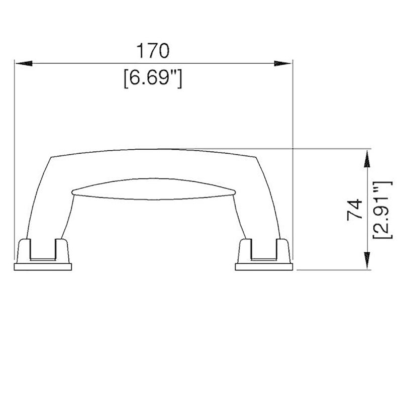 H1432 kunststof opbouw handvat 170x74mm zilver/zwart