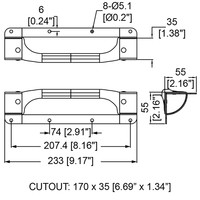 H2026z inbouw hoek handvat 233x55x55mm met verzet